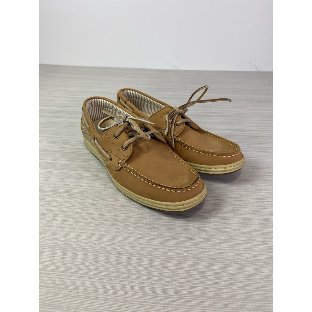 Magellan Outdoors Shoes Womens 9.5 Topsail Two Eye Boat Sneakers‎ Brown Leather